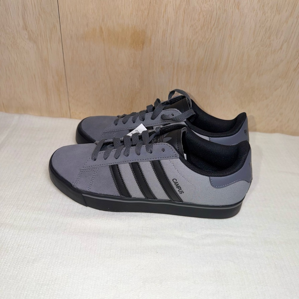 Adidas Originals Campus Vulc Mens Grey Black Skate Shoes JQ6359 Size 9.5